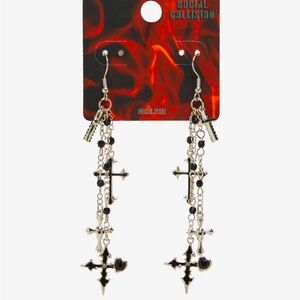 Social Collision Cross Drop Earrings Hot‎ Topic Halloween Gothic